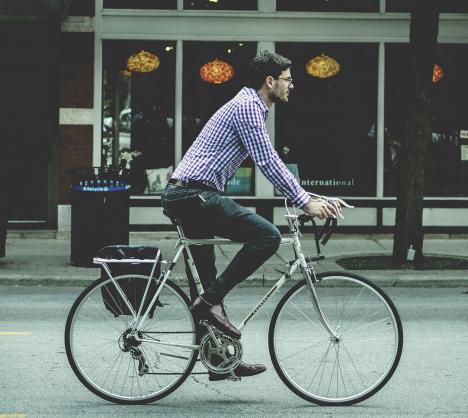 Man commuting on a bicycle