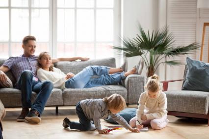 Family in a clean living room