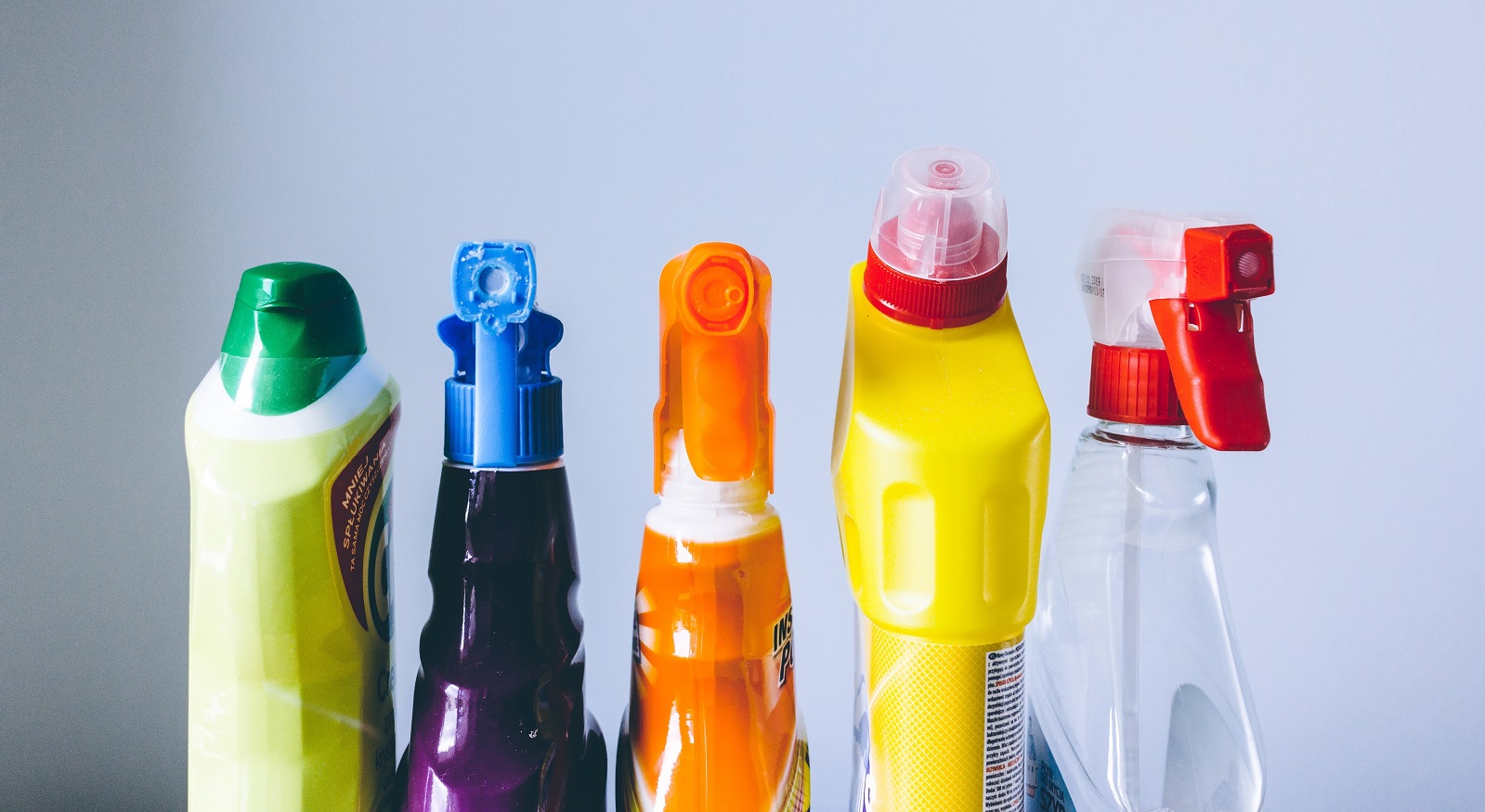 cleaning product bottles