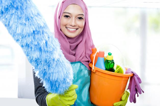 woman ready to clean