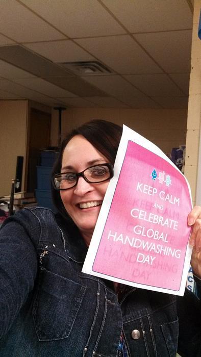 Adviser Kim Cupps from Latta Hugh School - keep calm and celebrate global handwashing