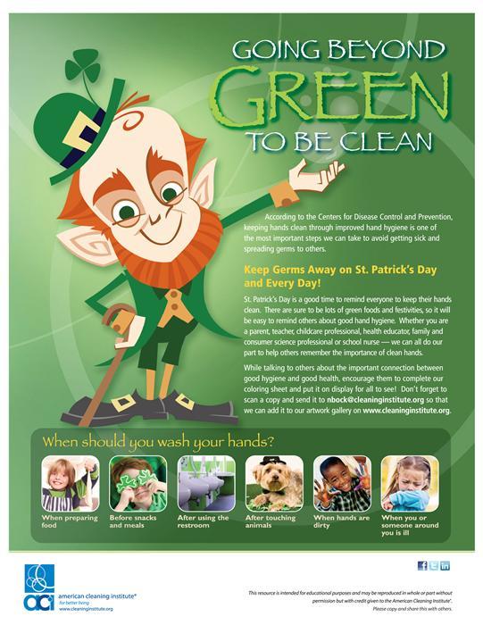 Going Beyond Green to be Clean - St. Patrick's Day handwashing tips and coloring sheet