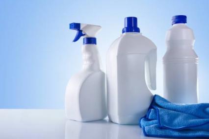 cleaning product bottles